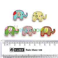 Гудзики дерев'яні СЛОНИКИ, 29х19 мм, 5 шт, мікс