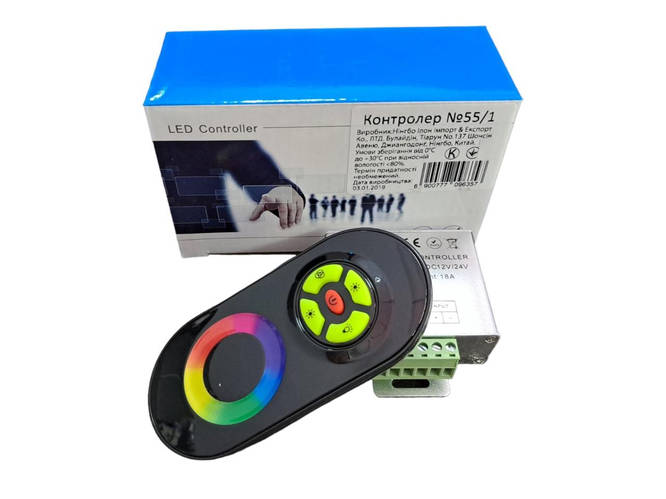 Контроллер 18А 12-24V AVT для RGB ленты 5 кнопок + сенсор чорный (ID ...