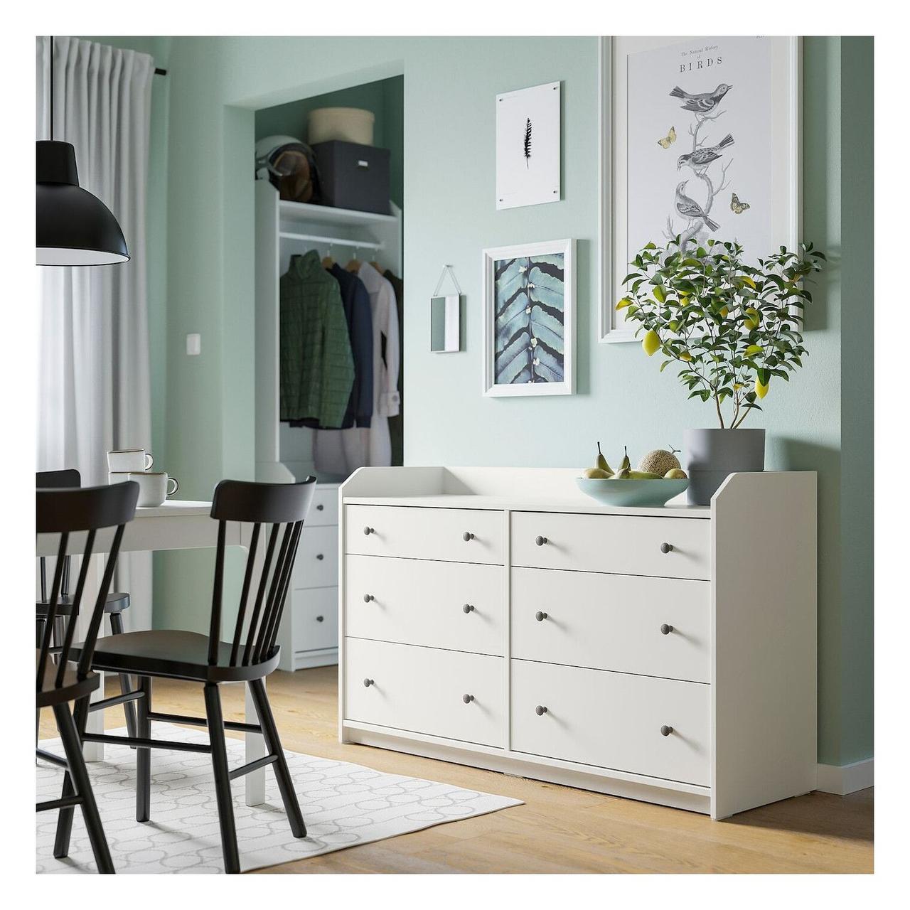 IKEA HAUGA (ИКЕА HAUGA) Комод з 6 ящиками, білий, 138 x 84 см 004.072. ...