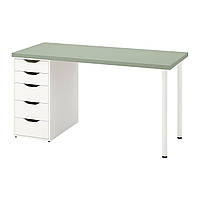 IKEA LAGKAPTEN/ALEX (ИКЕА ЛАГКАПТЕН/АЛЕКС) Письмовий стіл, світло-зелений/білий, 140x60 см 894.783.00