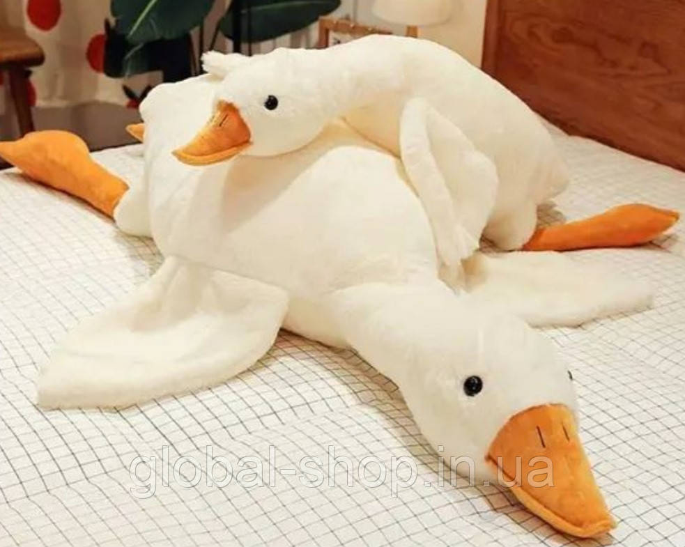 М'яка плюшева іграшка подушка обіймашка білий Гусак, Гусак 60 см
