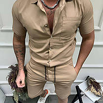 Чоловічий літній спортивний костюм сорочка + шорти з котону, 46-56 розміри, фото 3