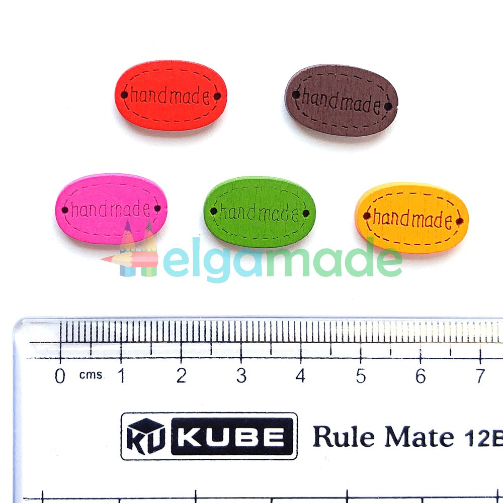 Бірки дерев'яні HAND MADE 1, 19х12 мм, 5 шт, мікс, фото 1