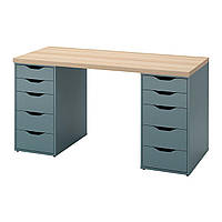 IKEA LAGKAPTEN/ALEX (ИКЕА ЛАГКАПТЕН/АЛЕКС) Письмовий стіл, під вибілений дуб/сіро-бірюзовий, 140x60 см 694.320.30