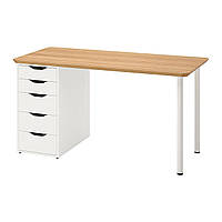IKEA ANFALLARE/ALEX (ИКЕА АНФАЛЛАРЕ/АЛЕКС) Письмовий стіл, бамбук/білий, 140x65 см 594.177.42