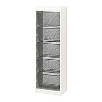 IKEA TROFAST (ИКЕА ТРОФАСТ) Комбінація для зберігання з ящиками, білий/темно-сірий, 46x30x145 см 294.787.32