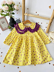 Вінтажна сукня з рюшами на комірі для дівчинки Жовтий 2381 61, SCS Kids, Жёлтый, Девочка, Лето, 4 года