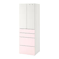 IKEA SMASTAD/PLATSA (ИКЕА СМАСТАД/ПЛАТСА) Гардероб, білий блідо-рожевий/з 4 ящиками, 60x42x181 см 694.263.69