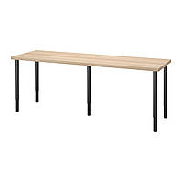 IKEA LAGKAPTEN/OLOV (ИКЕА ЛАГКАПТЕН/ОЛОВ) Письмовий стіл, білий/чорний морилка під дуб, 200x60 см 794.176.37