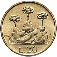 Монета 20 літрів. 1987 рік, Сан-Маріно.UNC