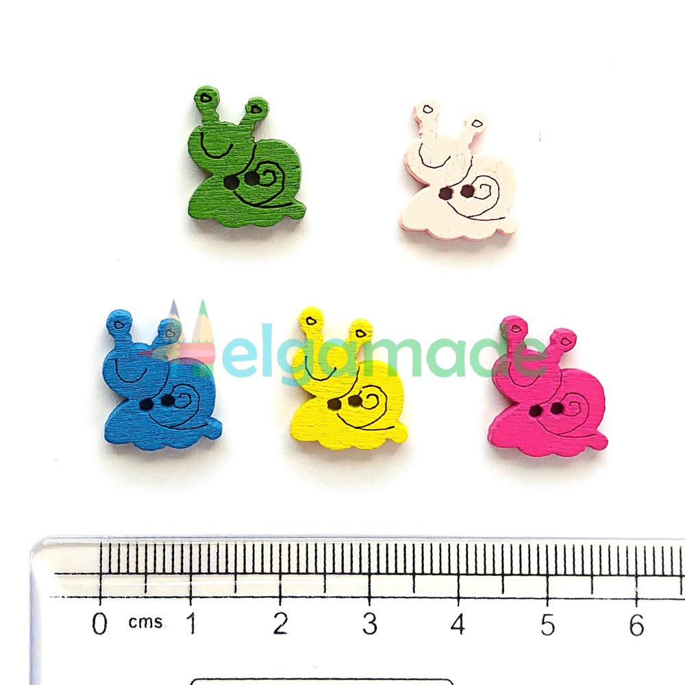 Гудзики дерев'яні СЛИМАКИ, 13х17 мм, 5 шт, мікс, фото 1