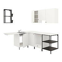 IKEA ENHET (ИКЕА ENHET) Кутова кухня, антрацит/білий 693.379.95