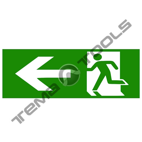Наклейка на аварійний світильник "Вказівник двері ліворуч" 320*115 мм (S504 GLASS)