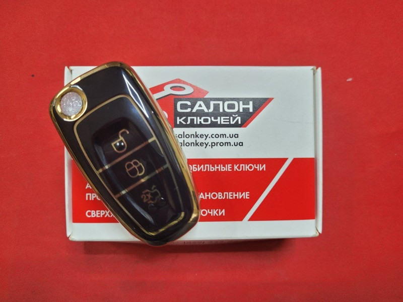 Чохол для ключа Ford TPU Black and Gold Суперякість - фото 1 - id-p1871151619