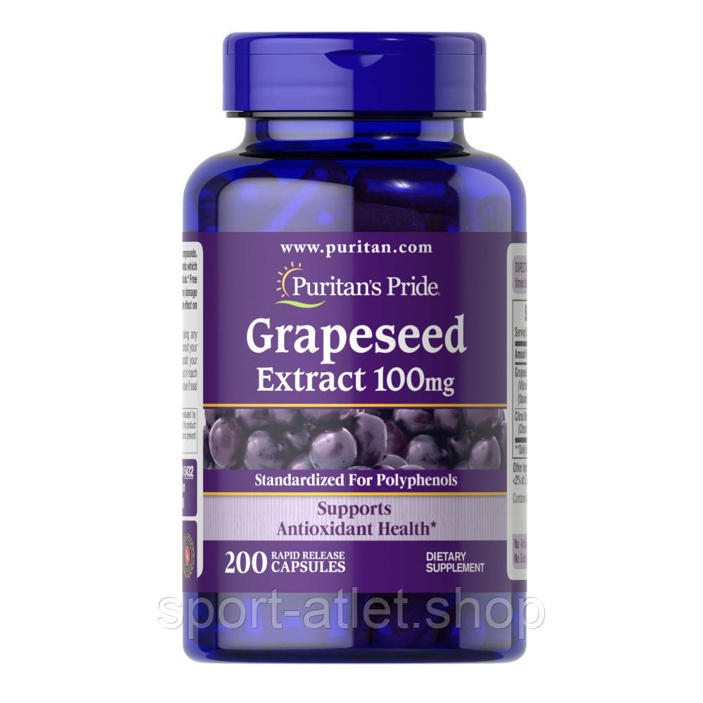Натуральна добавка Puritan's Pride Grape Seed Extract 100 mg, 200 капсул