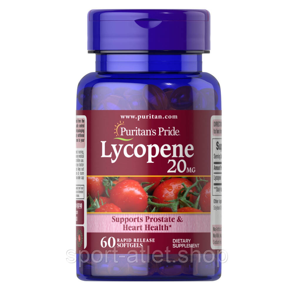 Натуральна добавка Puritan's Pride Lycopene 20 mg, 60 капсул