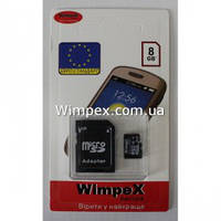 WIMPEX microSD 8 GB карта памяти + адаптер, SD карта, память на телефон с Adapter