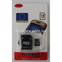 WIMPEX microSD 16 GB карта памяти + адаптер, SD карта, память на телефон с Adapter