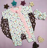 Комплект для новонародженої дівчинки Пісочник + Пов’язка на голову, фото 3