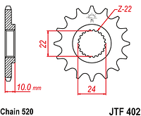 Звезда передняя JT JTF402.16RB