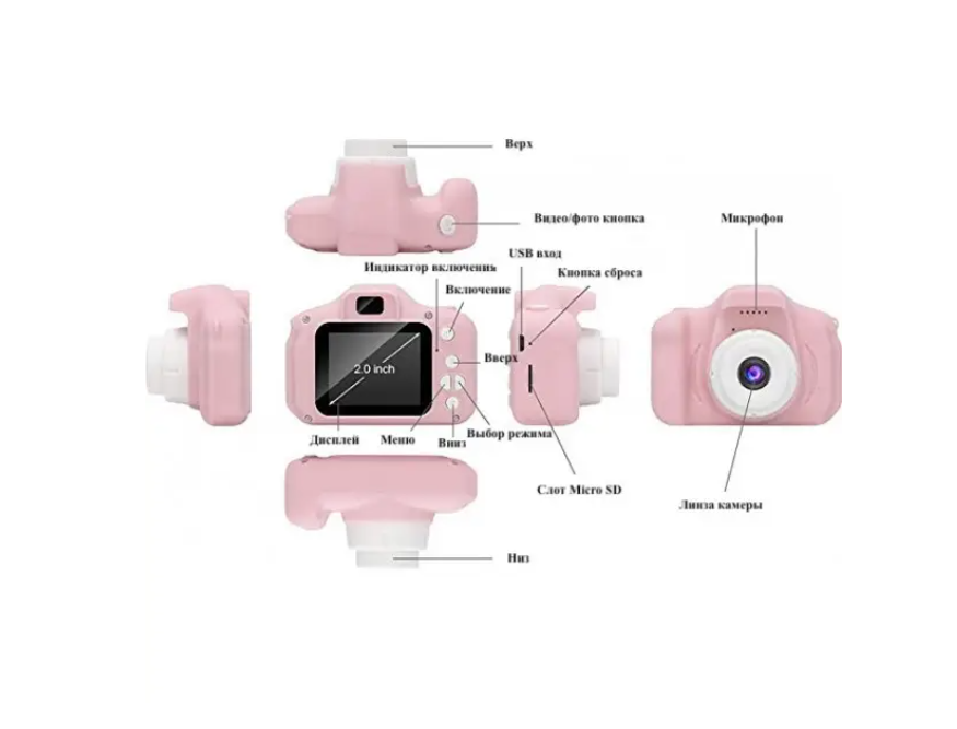 Цифровой фотоаппарат детский видеокамера SmartUs GM13 Розовый - фото 2 - id-p1871161679