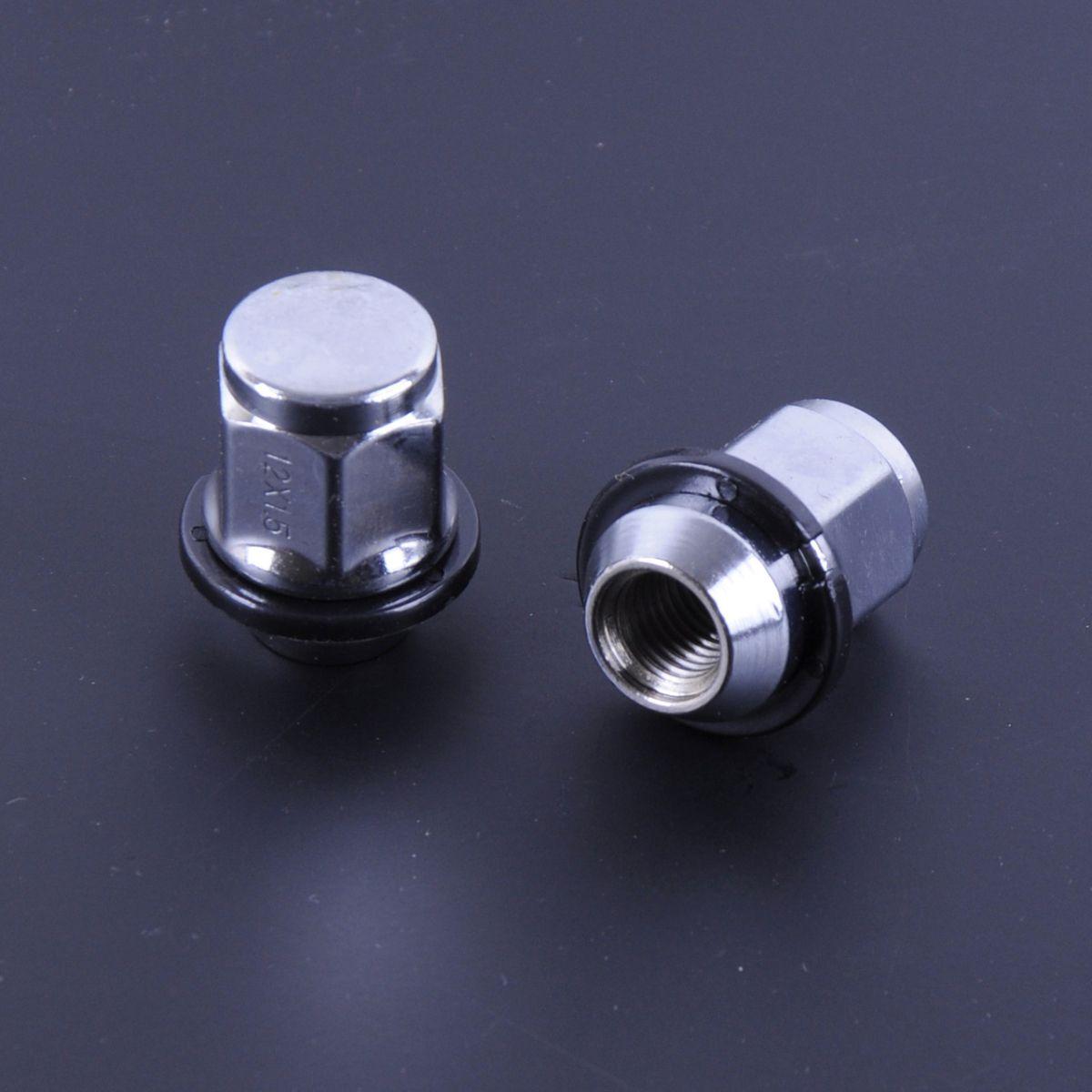 Гайка 12х1,5х35 хром конус закритий пластик кільце ключ 21 Hyundai 20 шт (F 369), фото 1