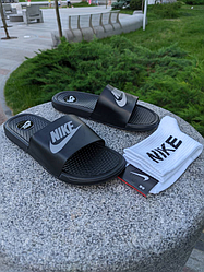 Чоловічі сланці Nike капці шльопанці капці Найк чорні рефлективні легкі літні