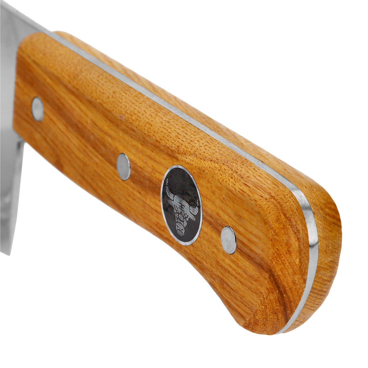 Тесак топор секач кухонный для разделки рубки мяса костей из нержавеющей стали с деревянной ручкой 34x8.5 см - фото 7 - id-p1858034952