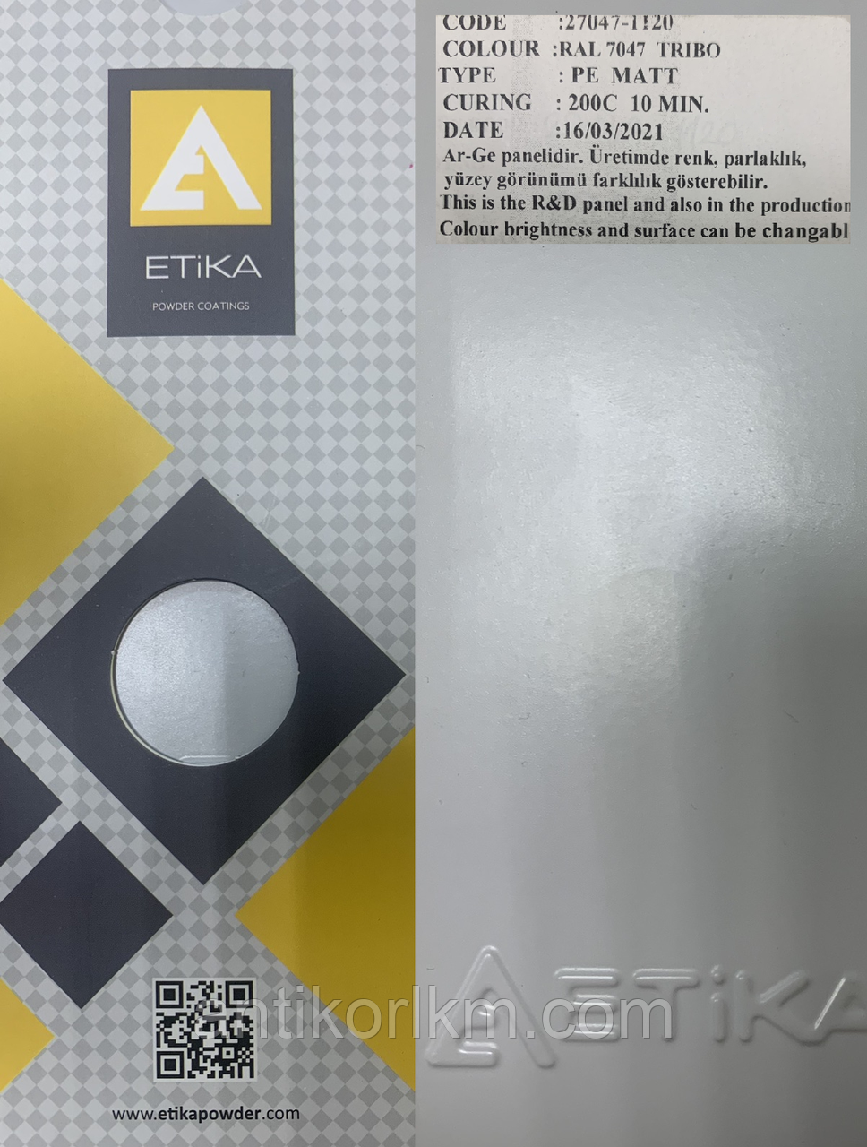 Порошкова фарба ETIKA RAL 7047 Матова PE, TRIBO