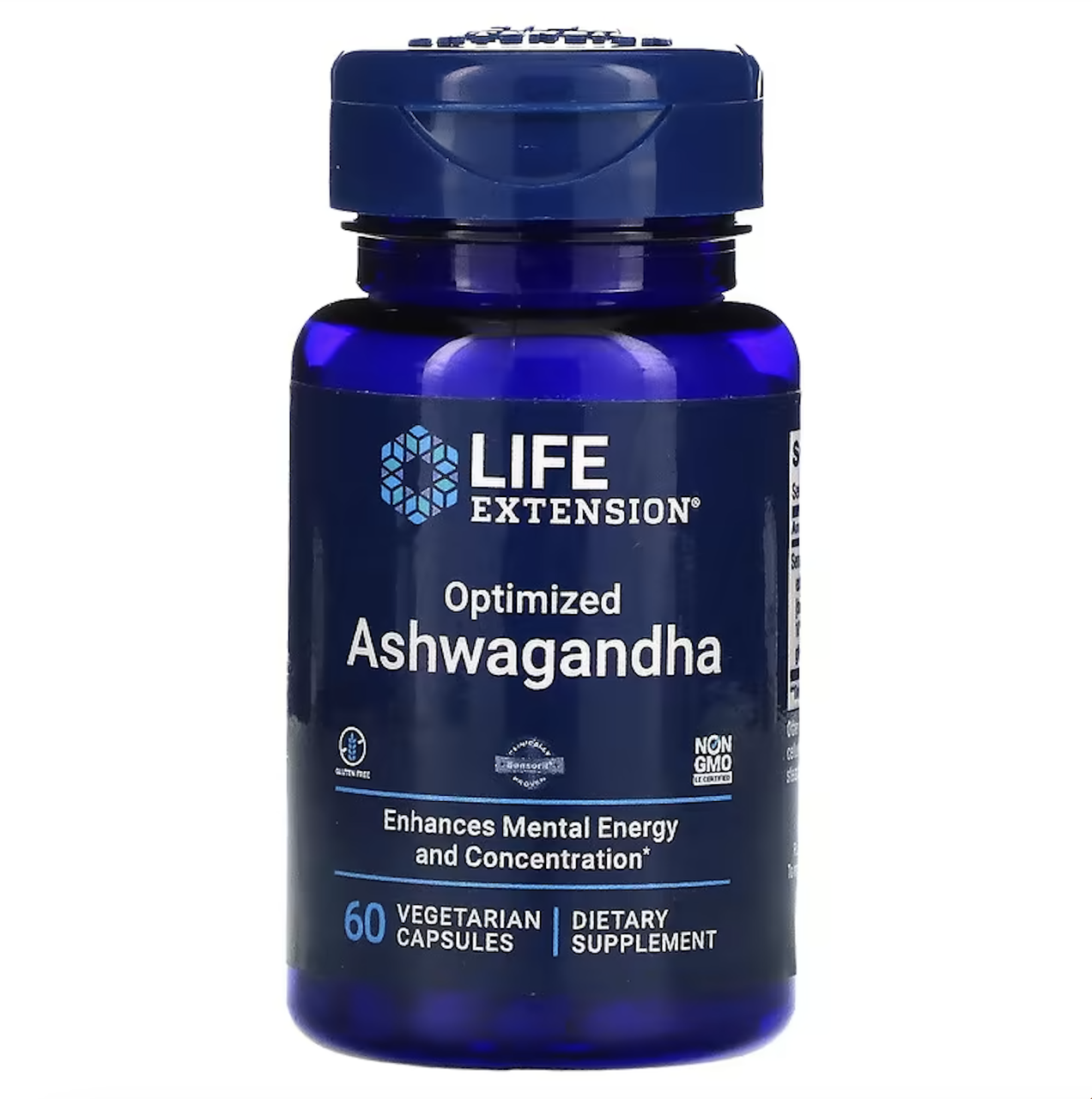 Life Extension, оптимізована ашваганда, 60 вегетаріанських капсул