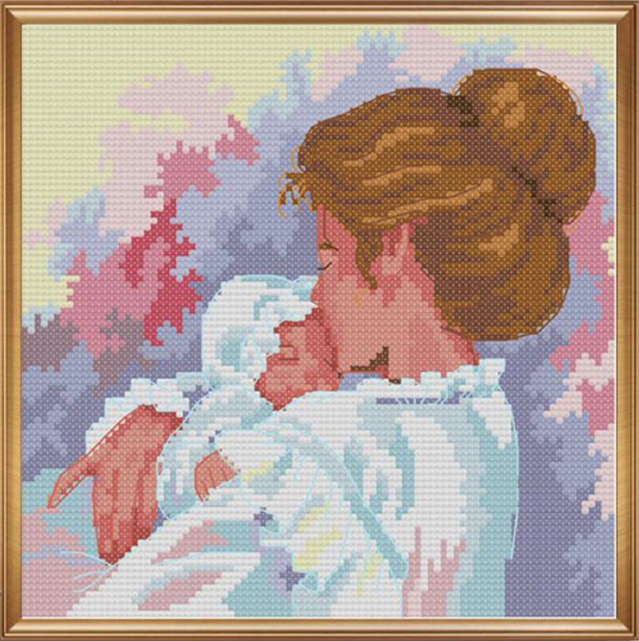 Набір для вишивання за нанесеною на канву схемою "Maternal Love 3". AIDA 14CT printed, 21*21 см