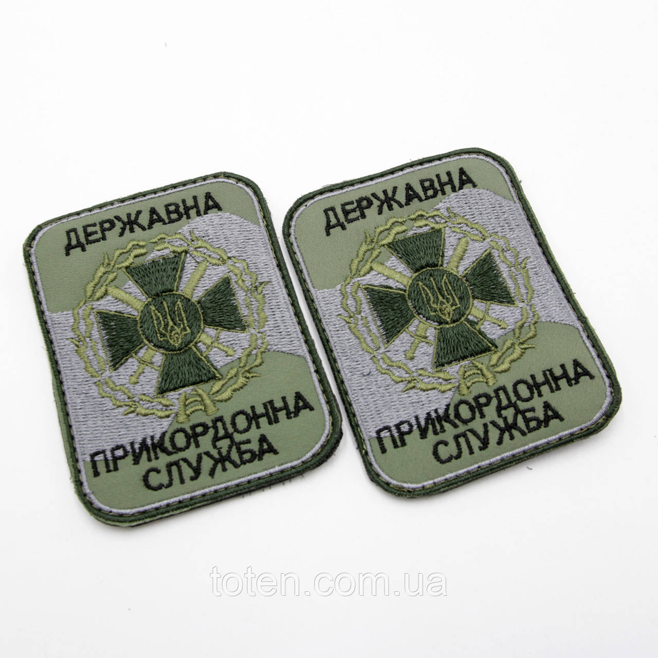 Вишитий шеврон Державна прикордонна служба України, нашивка-патч олива з гербом ДПСУ