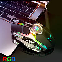 Мишка USB бездротова Т30 з RGB-підсвіткою акумуляторна Чорна