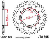 Звезда задняя JT JTA895.49