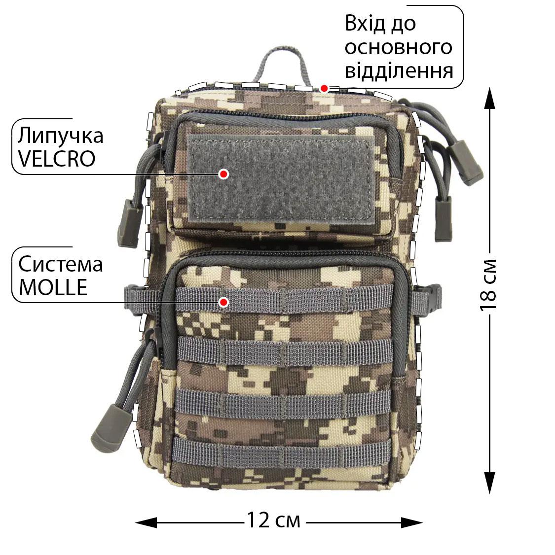 Тактичний маленький утилітарний підсумок чохол PACKER ACU PAT BK для дрібниць телефона сумка з MOLLE TB