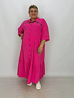 Легкое платье-рубашка "Ривьера оборка" А - образный силуэт на пуговицах с карманами Больших размеров