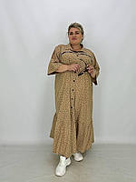 Легкое платье-рубашка "Ривьера оборка" А - образный силуэт на пуговицах с карманами Больших размеров