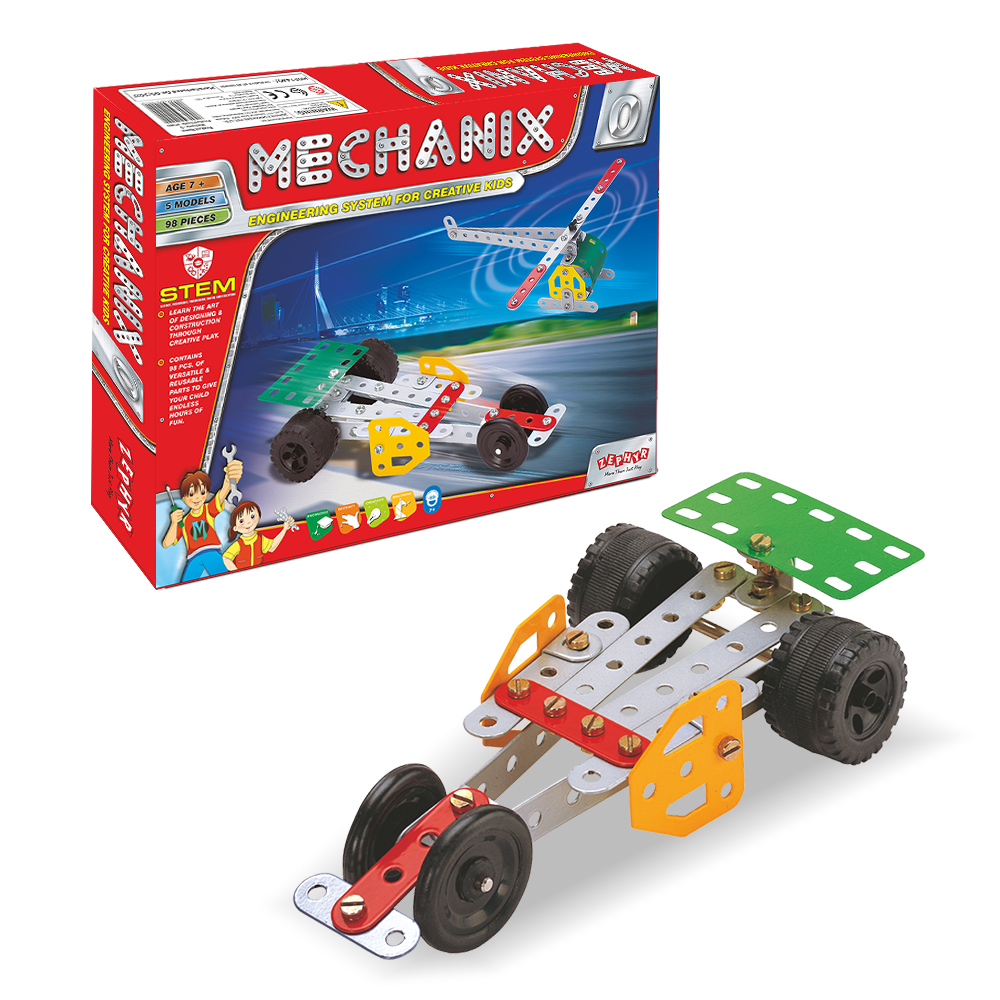 Металевий конструктор, розвиваючий "MECHANIX" №0 (98 елм./5 моделей)