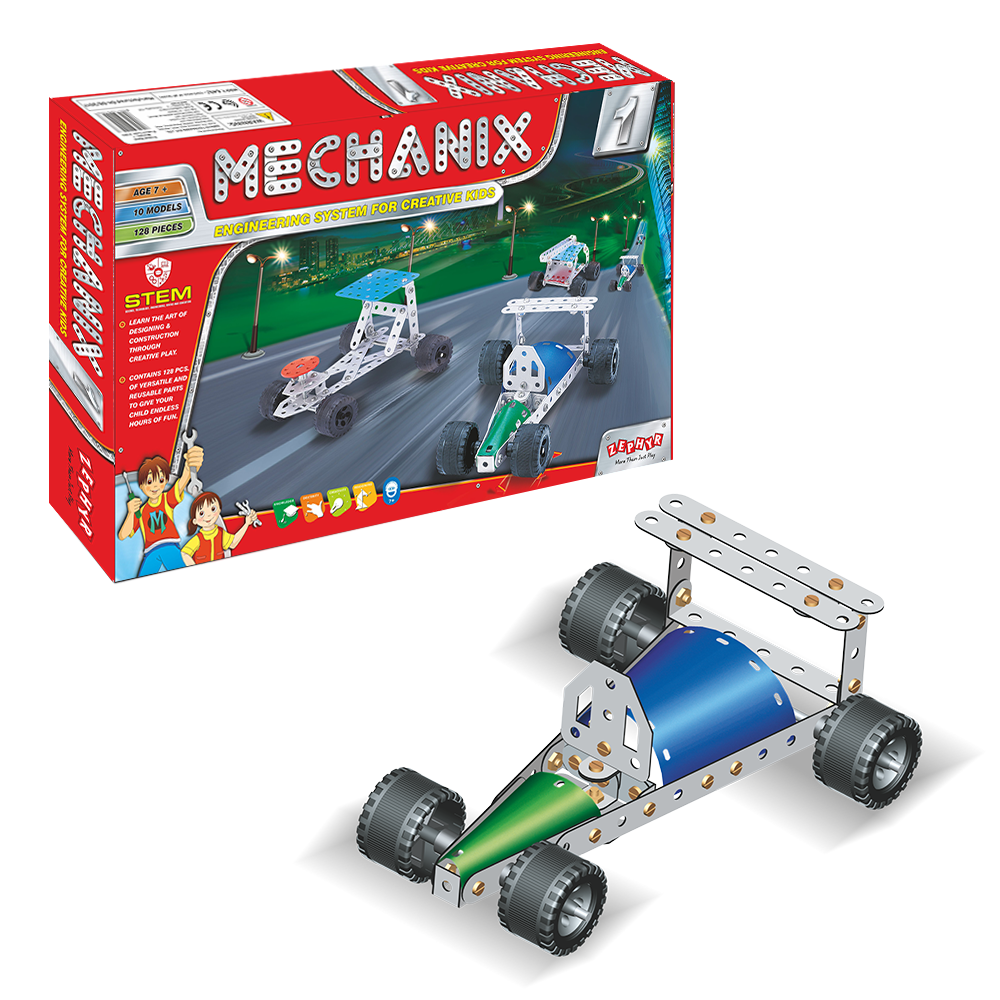 Металевий конструктор, розвиваючий "MECHANIX" №1 (128 елм./10 моделей)