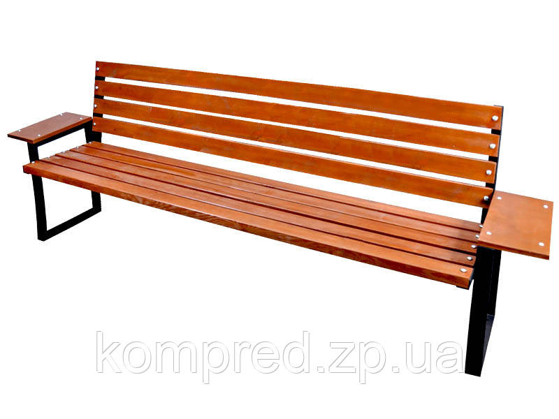 Лавка паркова з підлокітниками 2000х500х860мм чорна Kompred OL675