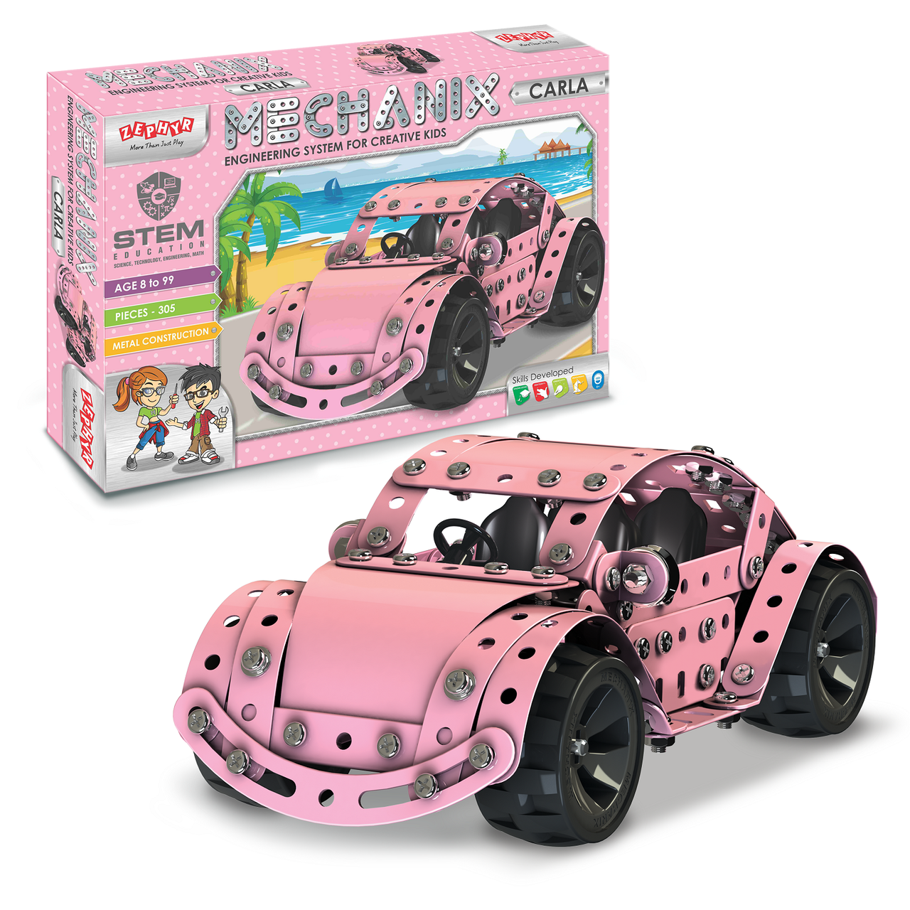 Металевий конструктор, розвиваючий "MECHANIX" Авто "Карла" (305 елм.), фото 1