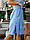 Плаття літнє із льона під пояс, арт. 357, блакитне, фото 2