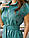 Плаття літнє із льона під пояс, арт. 357, сіро-зелене, фото 3