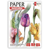 Бумага для рисования Santi набор для акварели Flowers, А4 Paper Watercolor Collection, 18 листов, 200г\/м2