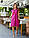 Плаття літнє із льона під пояс, арт. 357, малинове, фото 5