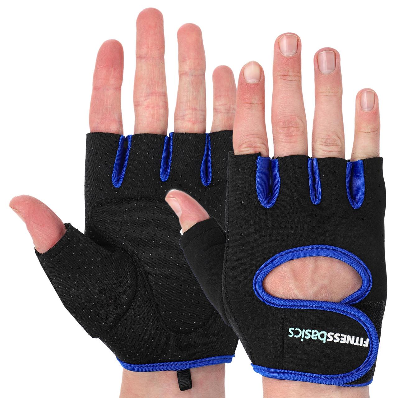 Рукавиці для фітнесу рукавички спортивні Zelart Fitness Basics 893 розмір M Black-Blue