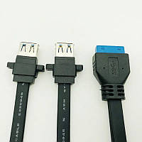 Косичка USB 3,0 з кріпленням на панель, два порти USB 3,0, гвинтове кріплення, на материнську плату 19/20