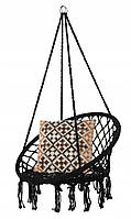 Підвісне плетене садове крісло-гойдалка гніздо чорний Miloo Home