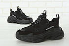Кросівки шкіряні чорні Balenciaga Triple S унісекс Кросівки баленсіага на високій підошві, фото 4