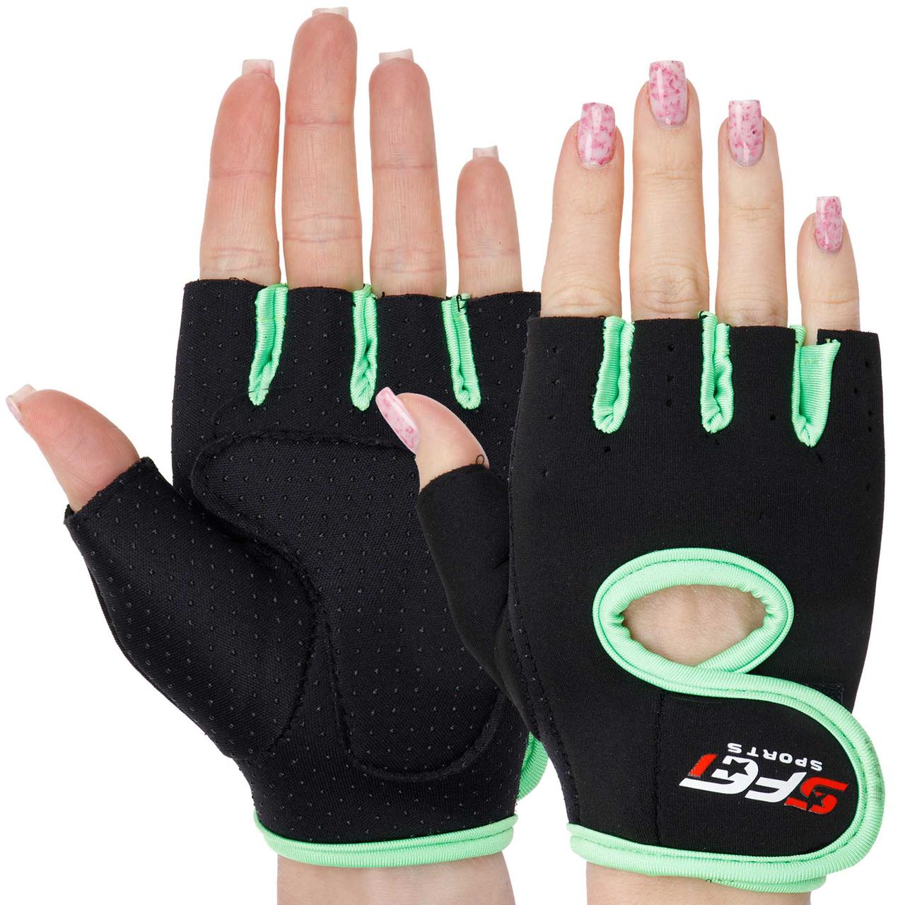 Рукавиці для фітнесу рукавички спортивні Zelart Fitness Basics 893 розмір S Black-Green, фото 1
